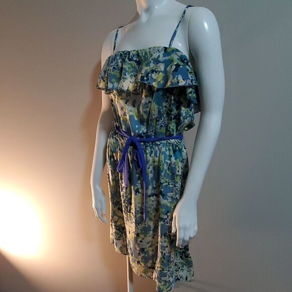 NWT Daisy Fuentes Blue & Green Splatter Dress (M) - Picture 1 of 5